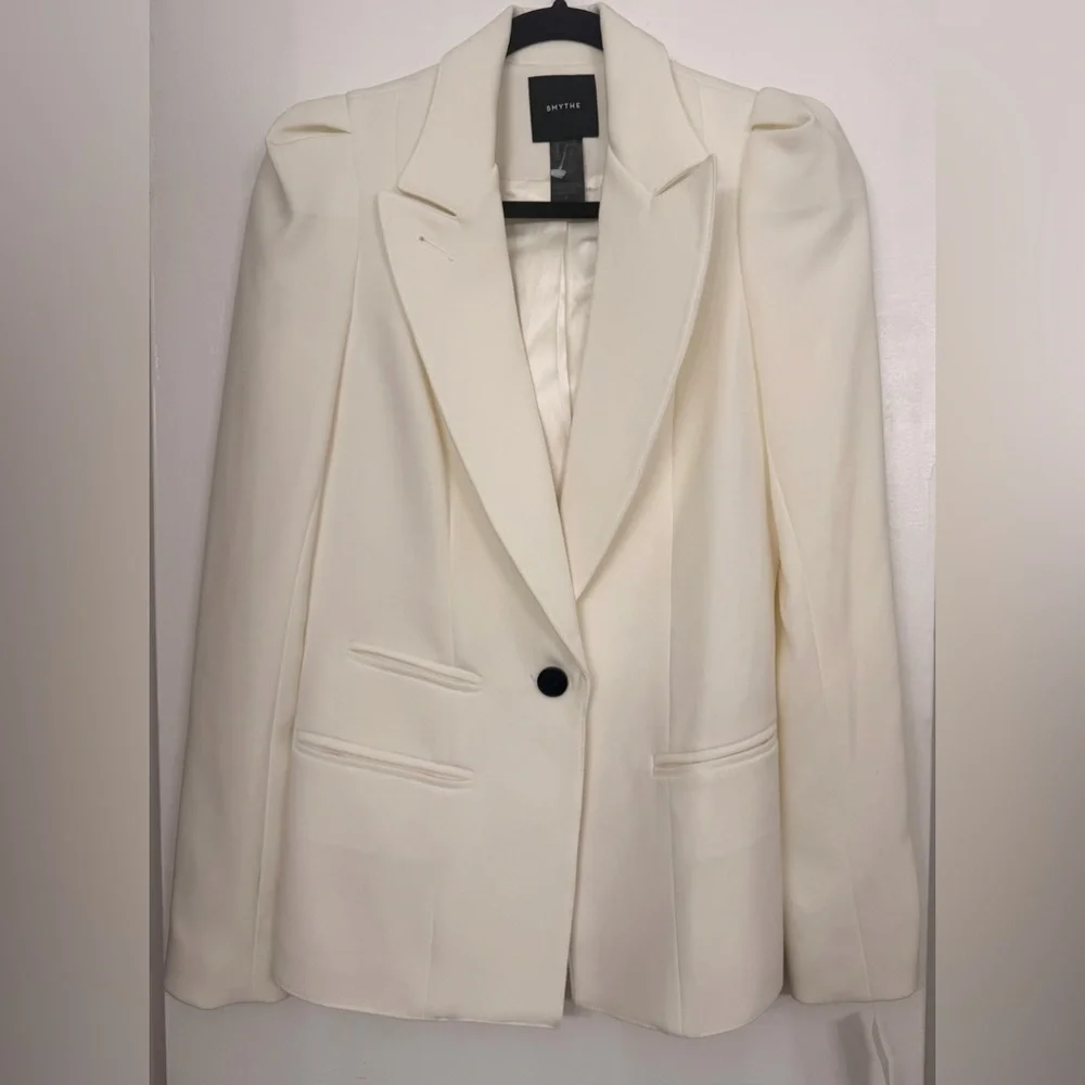 NWT Smythe Box Pleat Blazer White Size 4